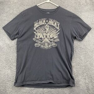 Lucky Brand T Shirt Men L Black Jacks Tattoo Cash Gas Grass Ass Cotton Crew
